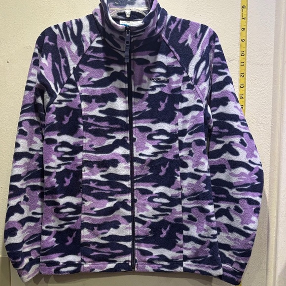 Columbia Purple and Black Camouflage Fleece Jacket - Picture 1 of 4